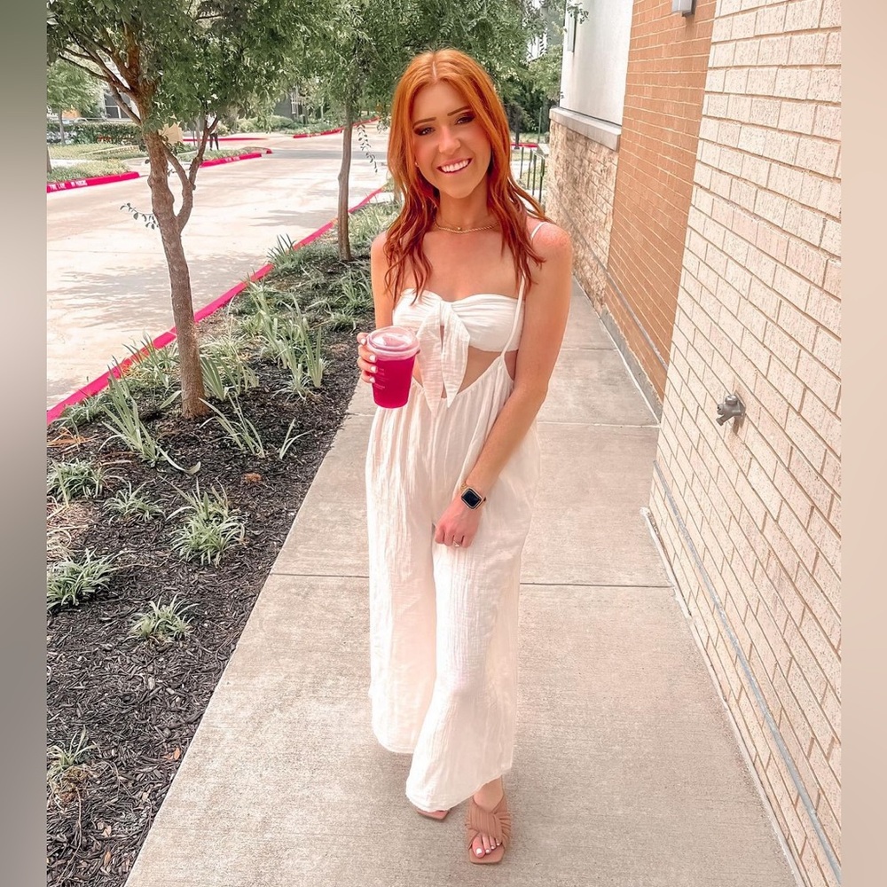 Anthropologie Cream Jumpsuit